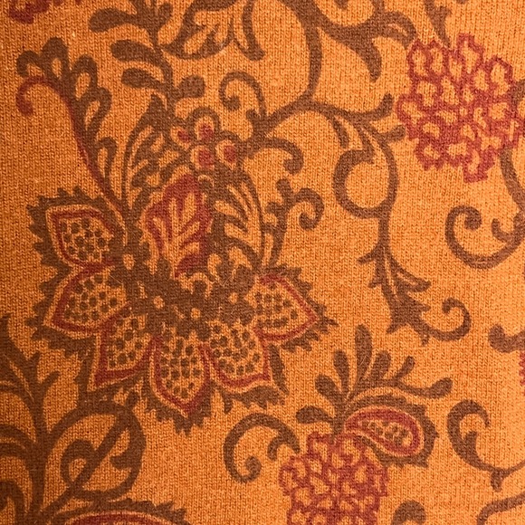 Carole Little Orange Paisley Floral Cardigan Sweater Size L Wool Angora Classic - Picture 3 of 10